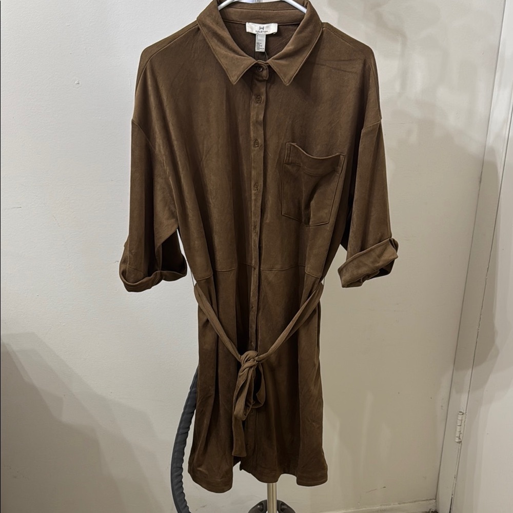 Halston Heritage Brown Dress with Button Down Design